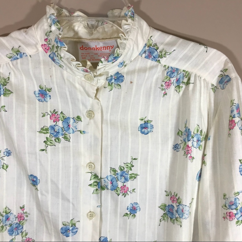 70's prairie striped floral ruffled Vintage